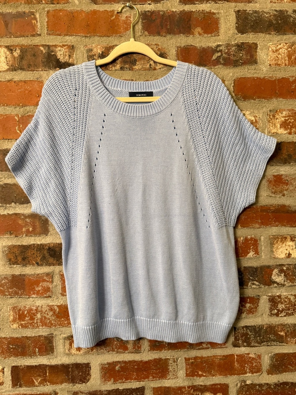 Light Blue Crewneck Short-Sleeve Sweater - EDDIE BAUER